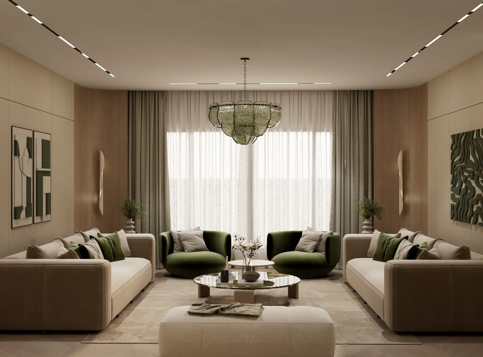 Warm contemporary living room by The Fabric Interiors